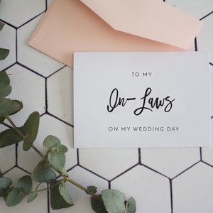 To my in-laws on my wedding day | Wedding day card | inlaws card