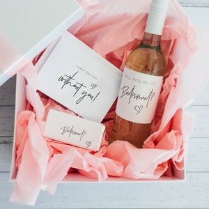 Bridesmaid proposal gift pack bridesmaid gift wine label chocolate wrapper bridesmaid card image 2