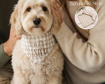 Big Sister Dog Bandana | Scrunchie Style | Pregnancy Announcement