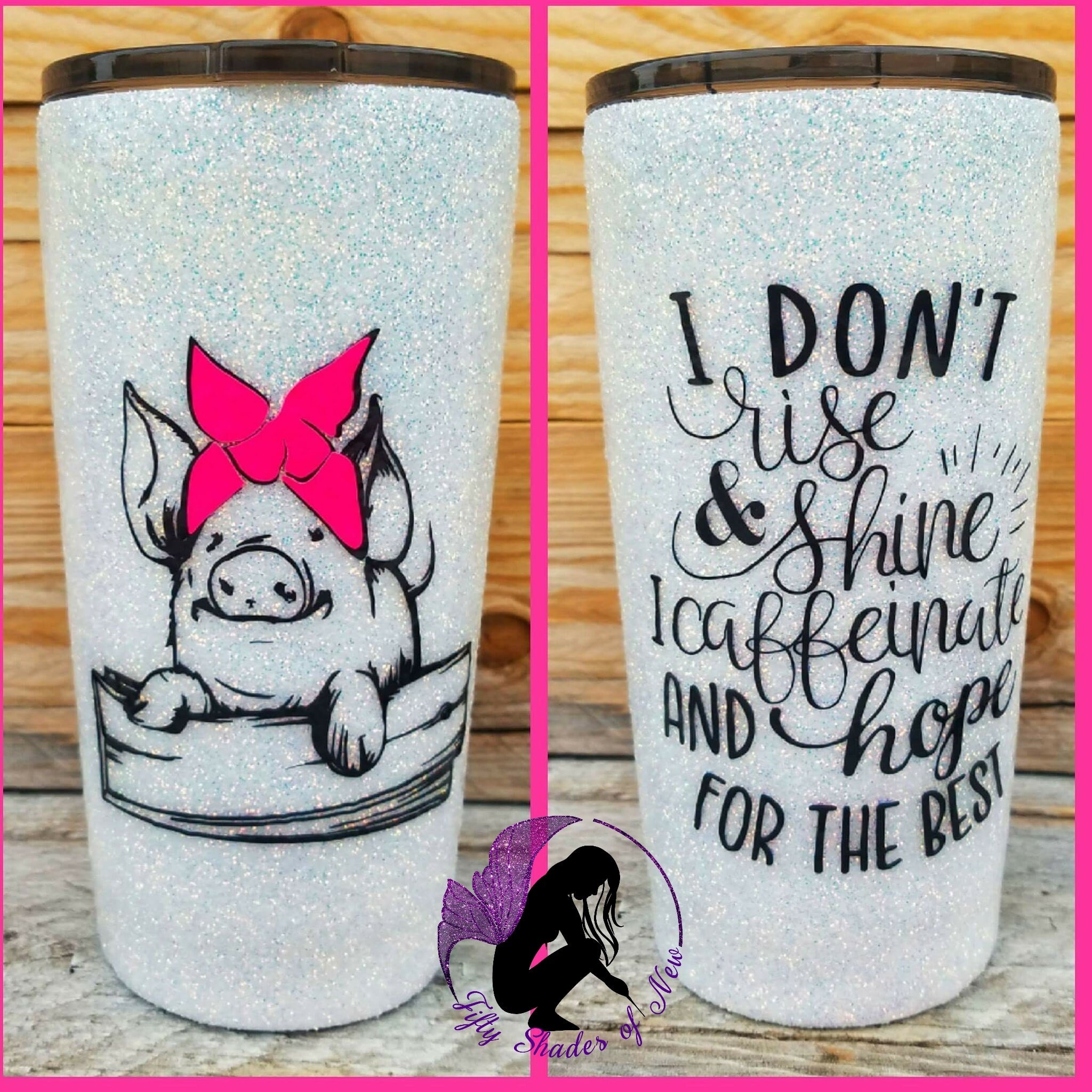 Pig Cup White 20 oz. Glitter Tumbler with Bandana Pig and  Etsy