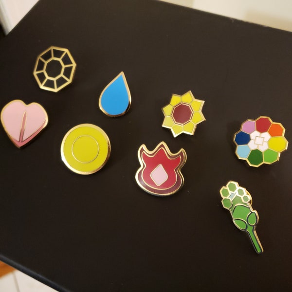 Pokemon Kanto Region League Badges Pin 8 Set! Ultra Premium Quality!