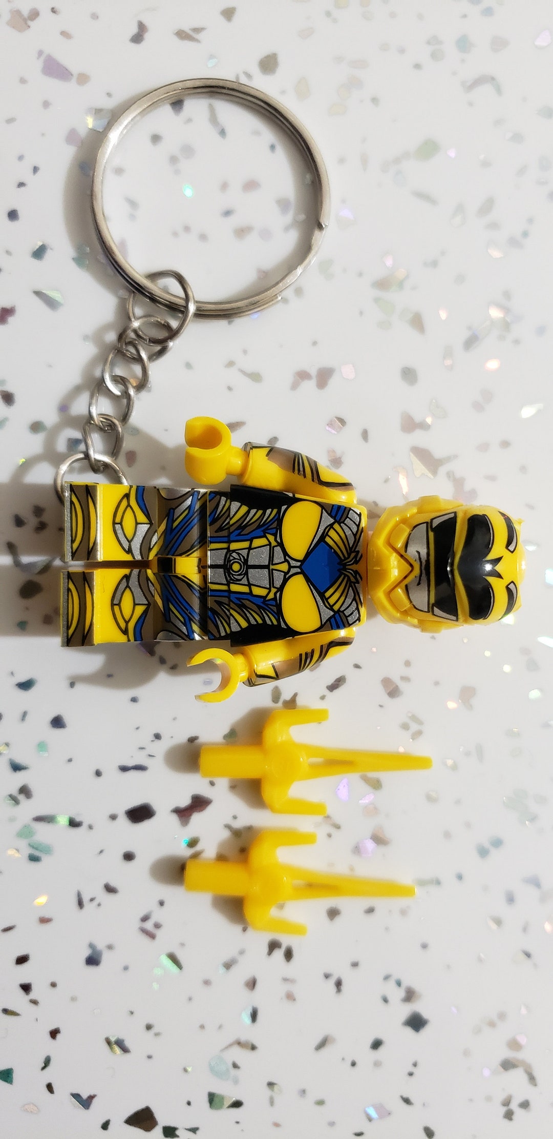Yellow Power Rangers Keychain Mini Figure With Sword! Flip Helmet - Etsy