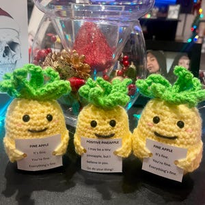Emotional support pineapple , crochet, Amigurumi, pineapple, fine apple, gift, positive vibes , get well