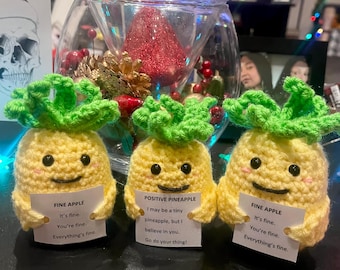 Emotional support pineapple , crochet, Amigurumi, pineapple, fine apple, gift, positive vibes , get well