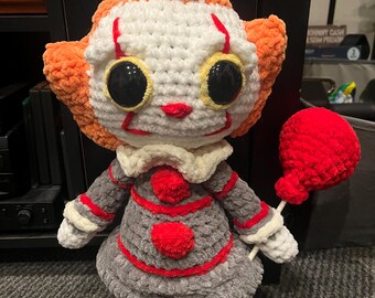 Clown, Amigurumi, Horror Slasher, Pennywise, Slasher Cuddler, Crochet, Crochet Doll, Horror Crochet, Slasher doll, Halloween, Clowns, Gifts