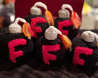F Bombs , F Bomb, crochet, toy, plushie, Amigurumi, gag gift, for the office, gifts, Christmas, birthday