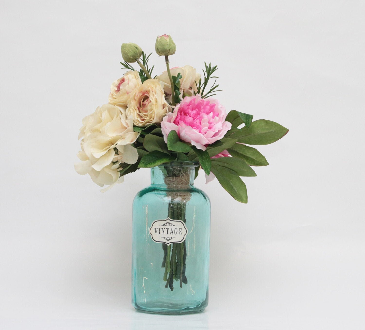 Silk Touch Pink Roses Beige Ranunculus Pink Peonies - Etsy Australia