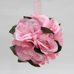 6 Pieces pink rose kissing ball/pomander ball/hanging wedding decoration flower girl bouquet