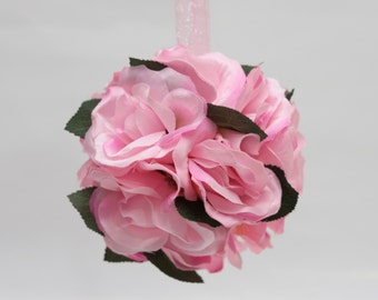 6 Pieces pink rose kissing ball/pomander ball/hanging wedding decoration flower girl bouquet