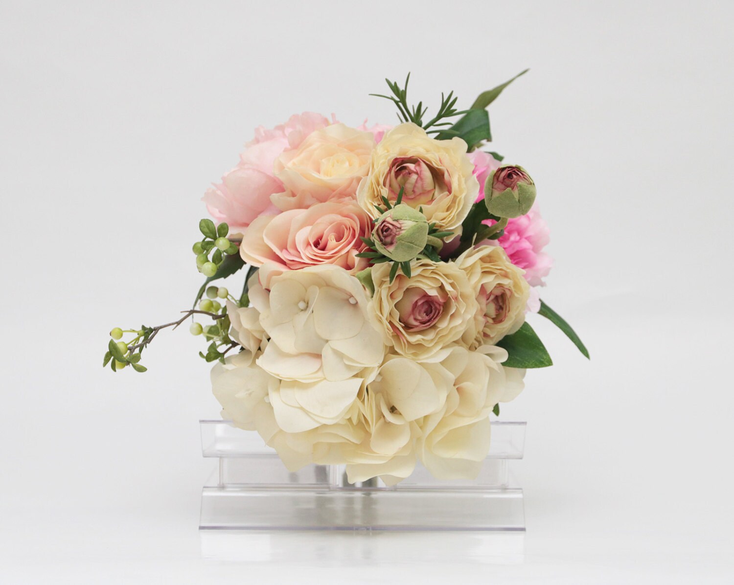 Silk Touch Pink Roses Beige Ranunculus Pink Peonies - Etsy Australia