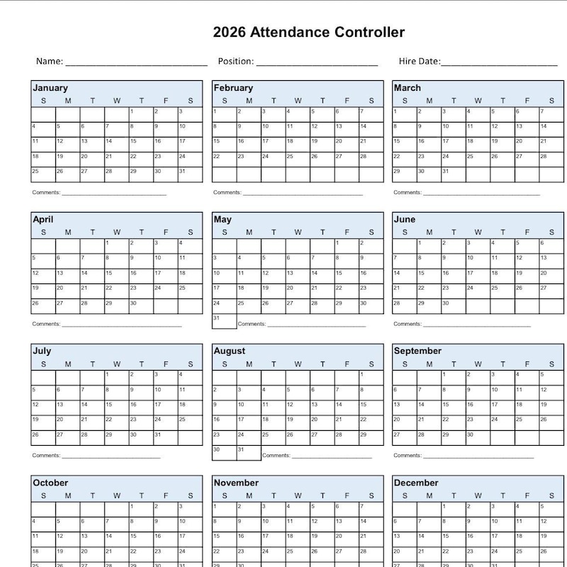 2026 Attendance Tracker - Etsy UK