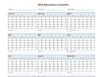 2024 Employee School Attendance Tracker Calendar, Employee Vacation Record,  Home School Attendance Record, Small Business, PDF Digital - Etsy