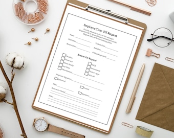 Employee Time Off Request Form Vacation, PTO, Downloadable and Printable, Small Business, Digital File PDF, 1 form per page