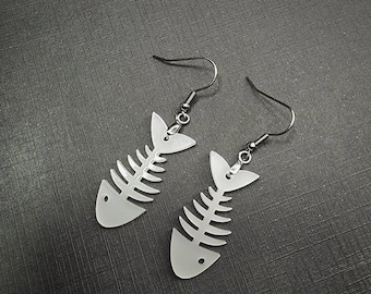 Glow in the dark fish bone earrings, Halloween earrings, spooky cute earrings perfect for halloween
