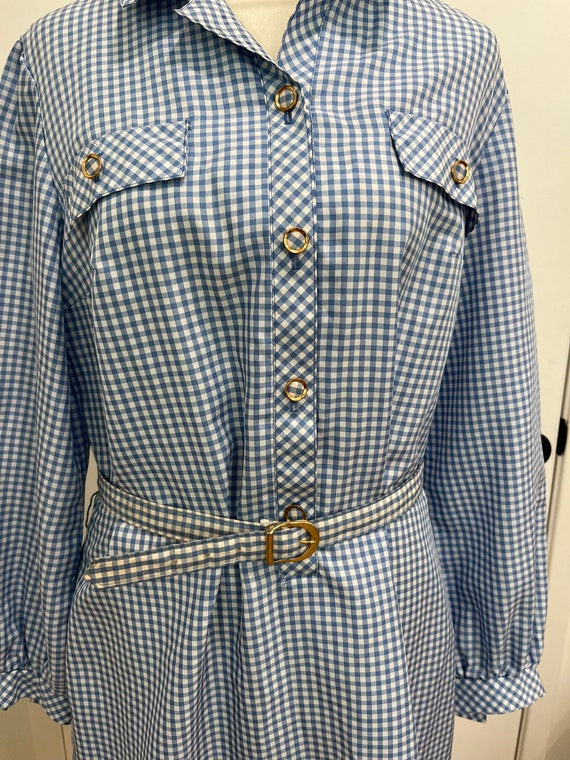 Vintage Gingham Blue/ White Dress - image 2