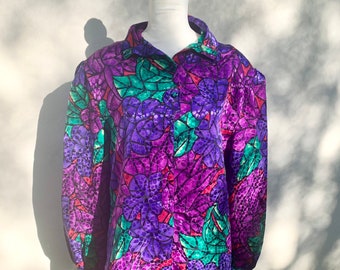 80’s Vintage womens button up blouse, medium