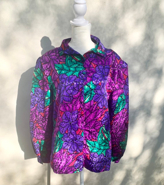 80’s Vintage womens button up blouse, medium