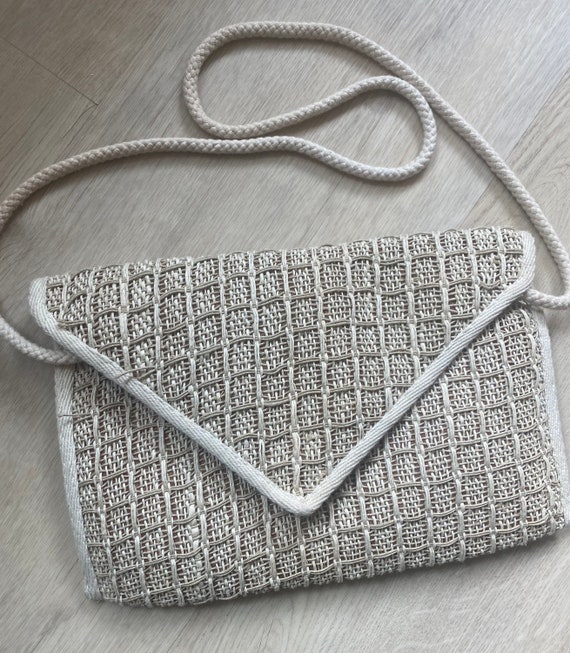 Vintage Neutral Woven Handbag or Clutch from Italy