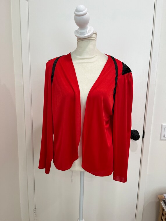 Vintage 80s Red Silk Blazer