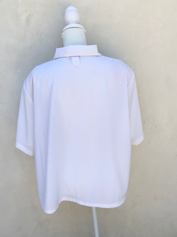 Vintage Sheer white button down crop top blouse - image 4