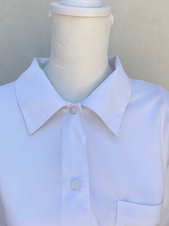 Vintage Sheer white button down crop top blouse - image 2