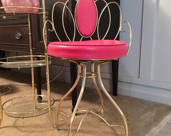 vanity chair or stool vintage swivel vanity chair stool small round chair pink and gold chair stool etsy vanity chair or stool vintage swivel vanity chair stool small round chair pink and gold chair stool etsy