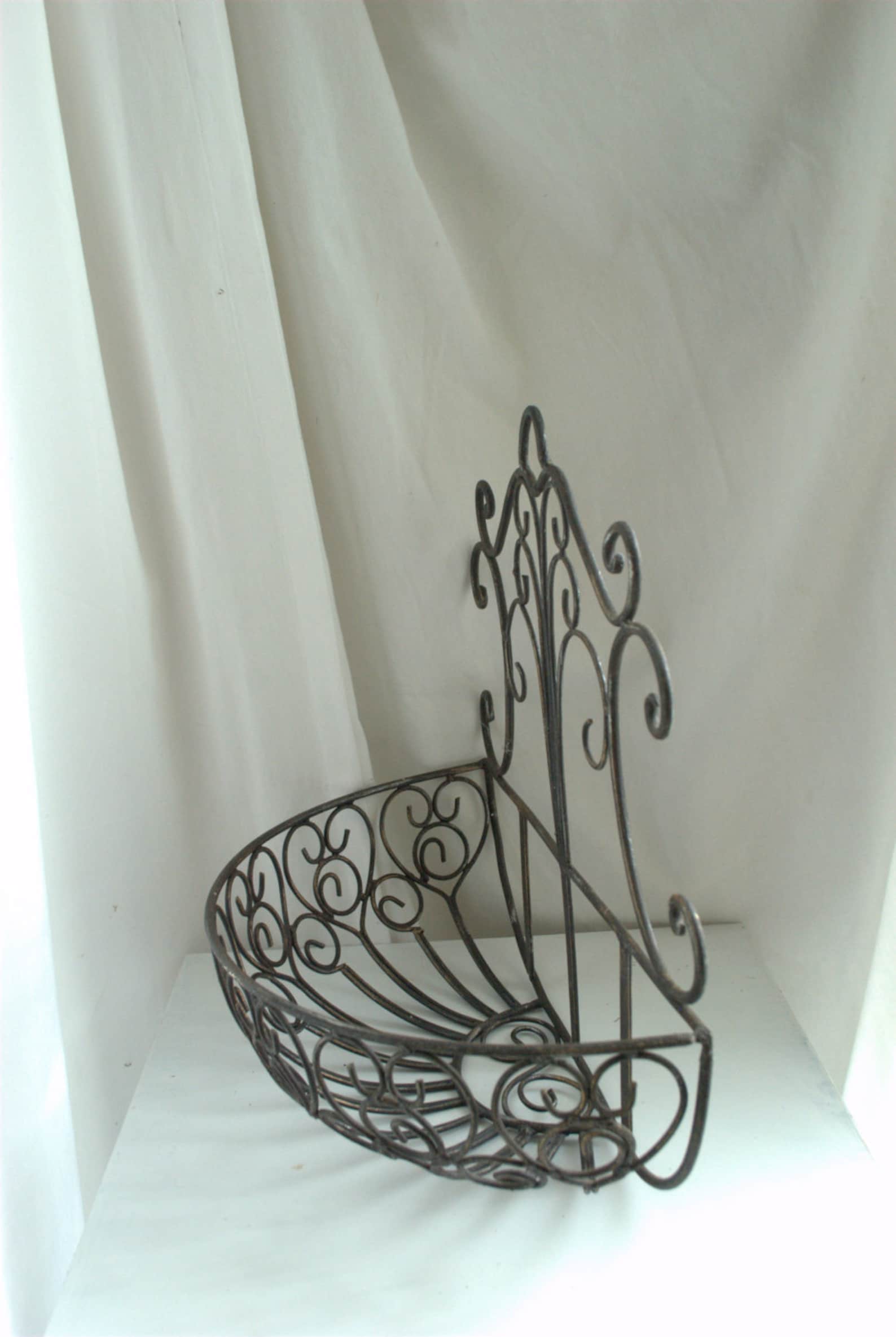 Rustic Wrought Iron Wall Mounted Planter Basket / Modern Etsy