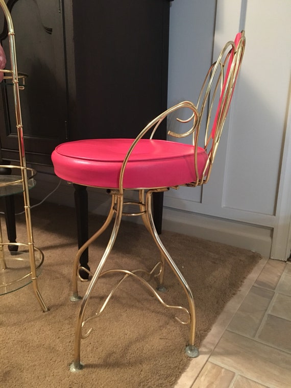 Vintage Swivel Vanity Chair Stool Small Round 50