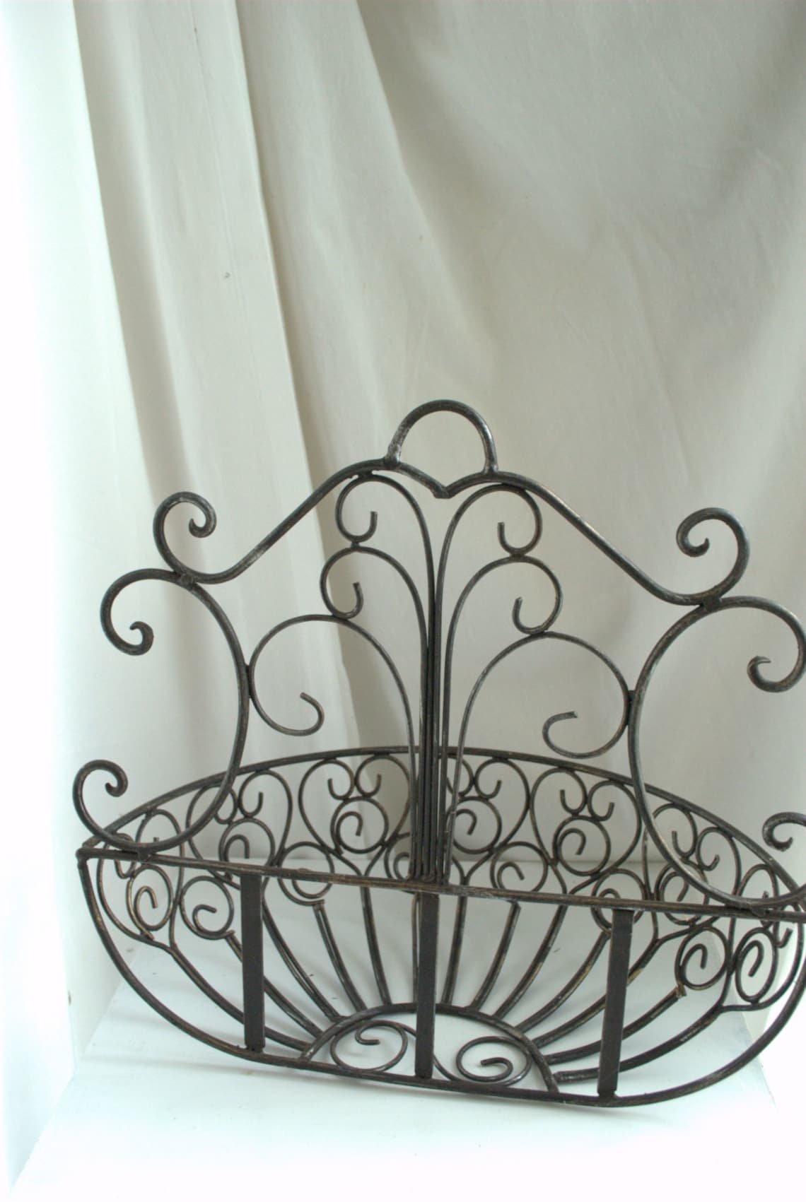 Rustic Wrought Iron Wall Mounted Planter Basket / Modern | Etsy