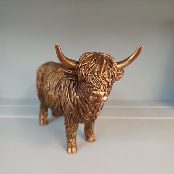 Bronzed Highland Cow Ornament - Gift Boxed