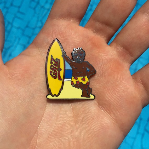 Griz Bear Surfer Hat Pin