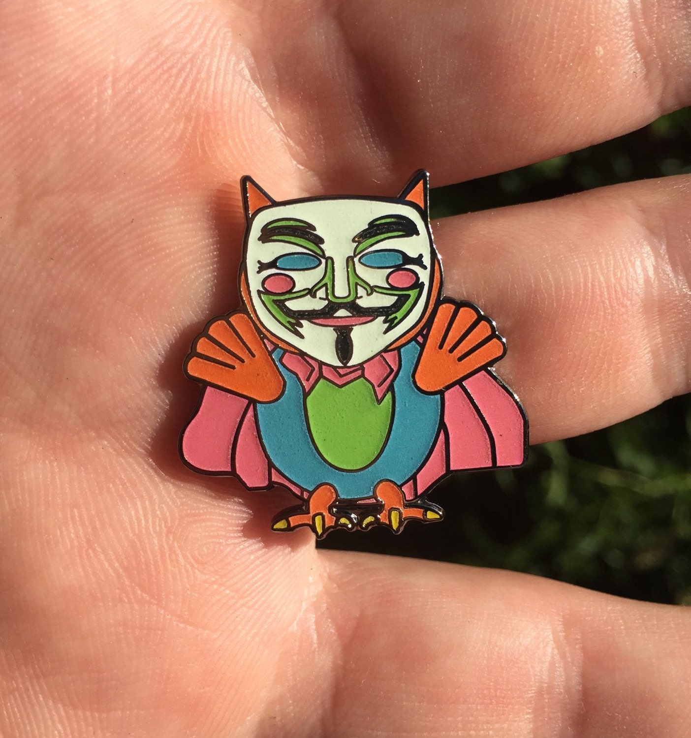 Anonymous Owl Electric Forest Hat Pin Glow