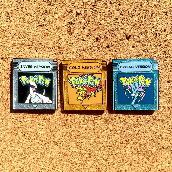 Pokemon Gold Silver Crystal Version Hat Pins Etsy