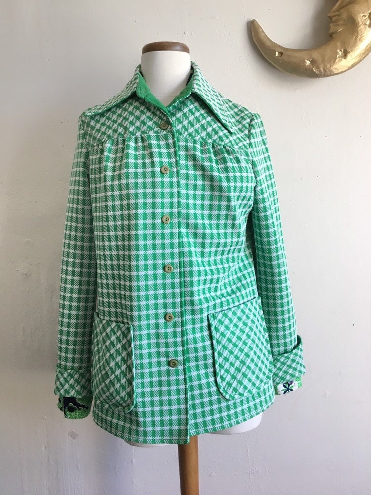 Vintage Midge Shirt Jacket 60s Alex Colman Green Check Top | Etsy