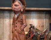 Western Caricature Cowboy Wood Carving. Heirloom for Ranch, Home, Cabin, Man Cave, Den or Study. Accessories NOT Included. FREE SHIPPING!!!