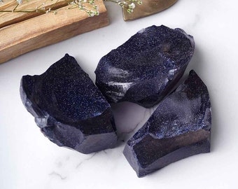 Raw Blue Goldstone Stones-Natural Rough Goldstone Crystals Gemstones,Healing Crystals & Stones-Root Chakra Stone, Spiritual Protection Gift