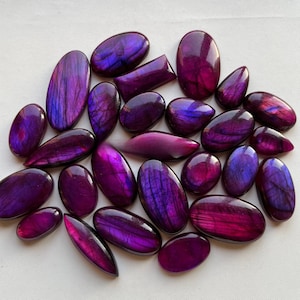 Purple Labradorite Cabochon Wholesale Lot By Weight Used For Jewelry Making (Natural Stone-Coated)