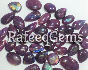 Dyed Purple Labradorite Cabochon Wholesale Lot, (Natural)