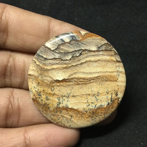 Natural Picture Jasper Gemstone Good Design Handcrafted Super Quality Picture Jasper Handmade Cabochon Round Shape 73.4 Cts 44x44x4.5 mm R#8