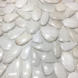 Cabochão de escolecita branca, lote de pedras preciosas de escolecita branca por atacado, pedra de cristal de escolecita natural para anel, pingente, pedra de joalheria (natural)
