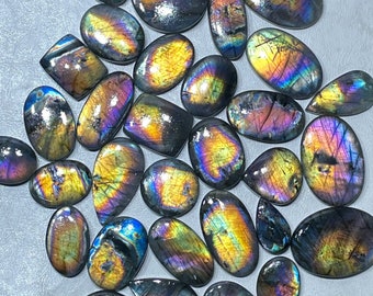 Natural Purple Labradorite Cabochon: Loose Gemstone Lot for Jewelry