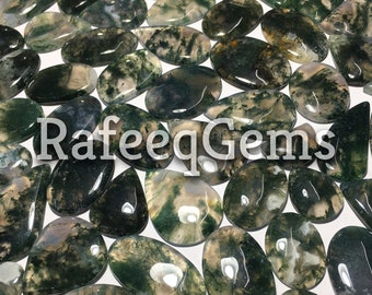 Natural Moss Agate Gemstone Lot, Agate Crystal Cabochon, Wholesale Moss Agate Lot, Healing Stone By Different Shapes and Sizes (Natural)