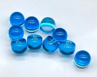 Swiss Blue Topaz Bullet Cabs, Size 8 mm, Smooth Bullet Cabochons, Beautiful Color, Fine Quality Gemstones, (Natural)