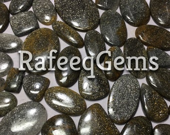 Black Sunstone Gemstone- Wholesale Lot Sparkle Black Sunstone Cabochon - Polished Flat Back Bulk Black Sunstone Cabs for Jewelry