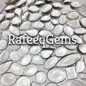 Crystal Quartz Wholesale Lot Cabochon, Natural Crystal Quartz Gemstone By Weight With Different Shapes Natural image 1