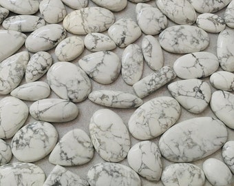 White Howlite Cabochon Wholesale Lot By Weight With Different Shapes And Sizes Used For Jewelry Making (Natural)