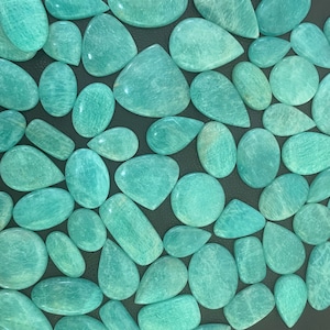 Cabochon di amazzonite naturale, pietra preziosa blu cielo, minerale di cristallo spirituale di amazzonite