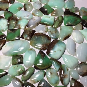 Cabochão de crisópraso não tratado, pedra preciosa de crisópraso multicolorida, crisópraso solto em forma para fabricação de joias