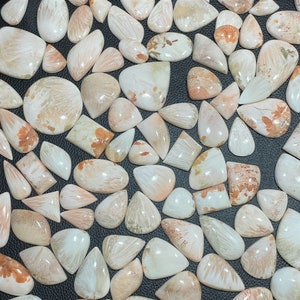 Cabochão de escolecita rosa Lote de atacado Cabochão de escolecita rosa por peso com diferentes formas e tamanhos usados para fazer joias