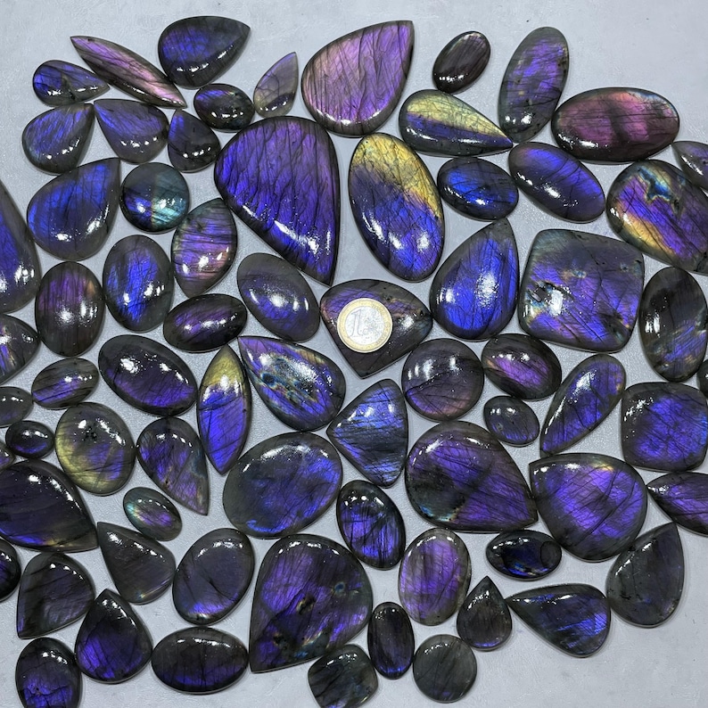 Natural Labradorite Purple Fire Cabochon Wholesale Lot, Purple Labradorite By Weight With Different Shapes And Sizes Used For Natural image 5